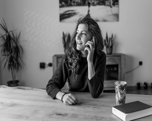Person doing a micro break stretching at home desk